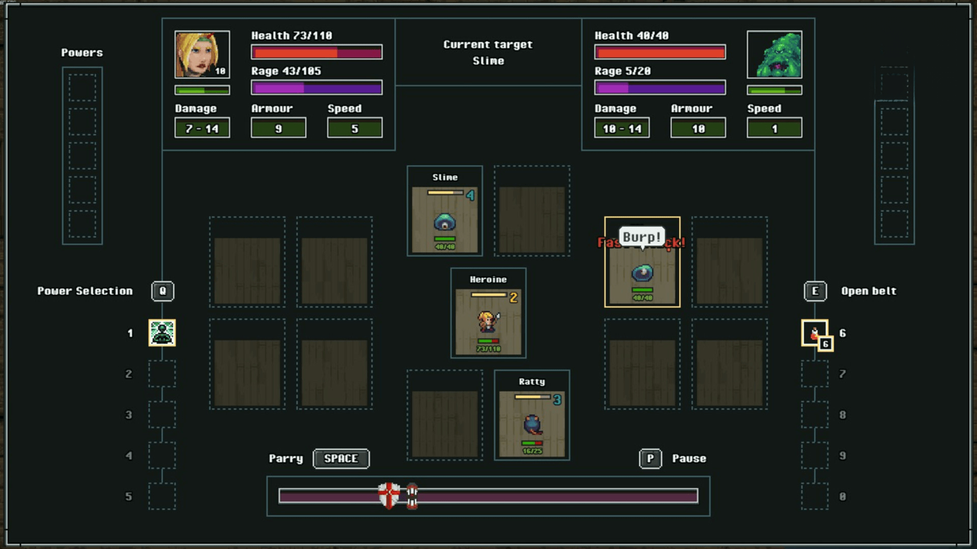 The Crazy Hyper-Dungeon Chronicles — героиня сражается с двумя слаймами и крысой.