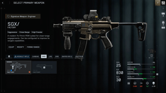 Оружие BF6: страница с разными вариантами пистолетов-пулемётов.