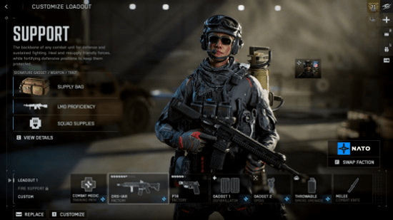 Лучшая сборка BF6 DRS-IAR: боец в полном снаряжении с крупной штурмовой винтовкой.