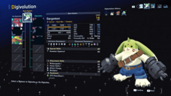 Пример «Усиления загрузкой» — прокачка через жертву дигимона