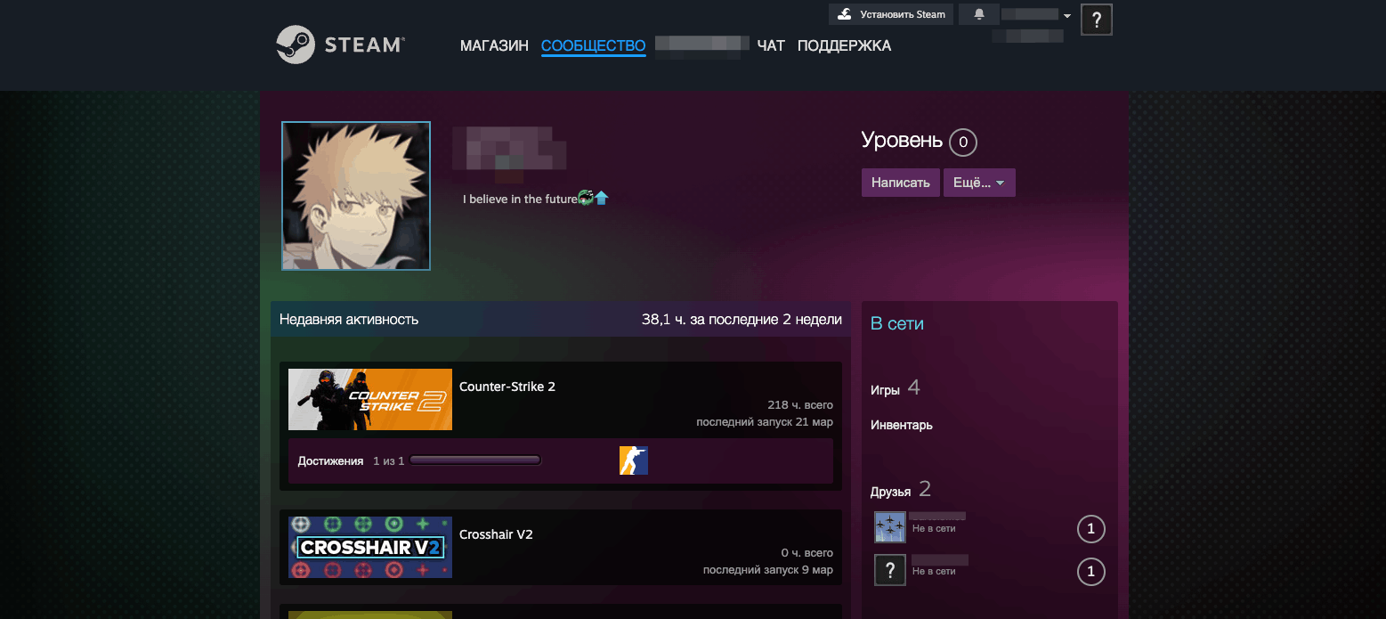 Публичный профиль Steam друга