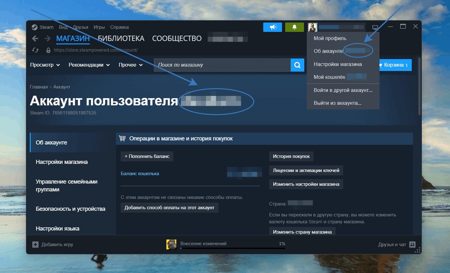 Где посмотреть логин Steam в клиенте на ПК