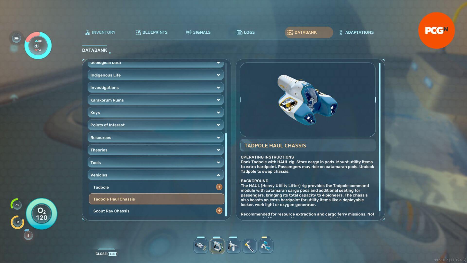 Subnautica 2 «Головастик»: подводный аппарат с двумя большими прожекторами спереди.