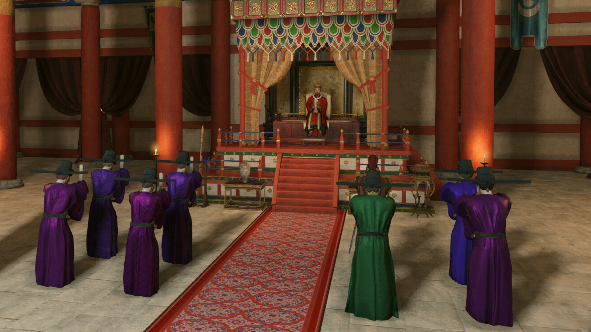 Crusader Kings 3 All Under Heaven — толпа собирается перед правителем.