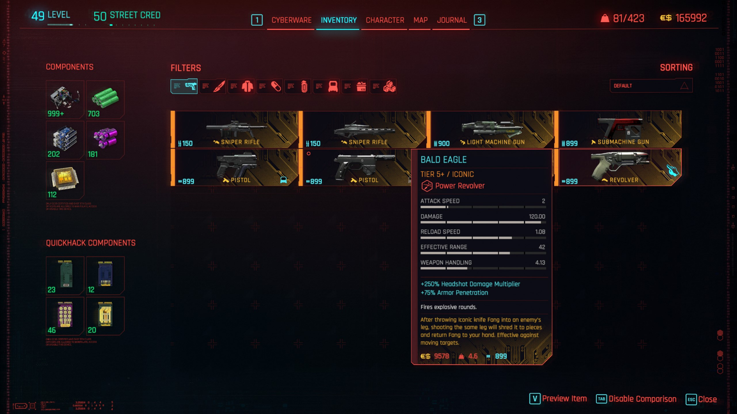 Cyberpunk 2077 Phantom Liberty культовое оружие – Белоголовый орлан