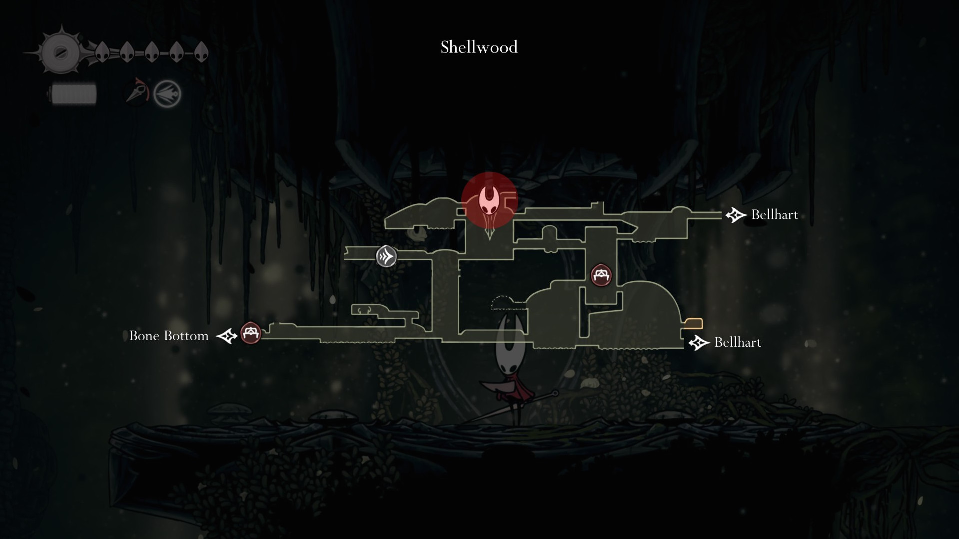 Карта Шеллвуда с точной меткой умения «Прыжок по стенам».