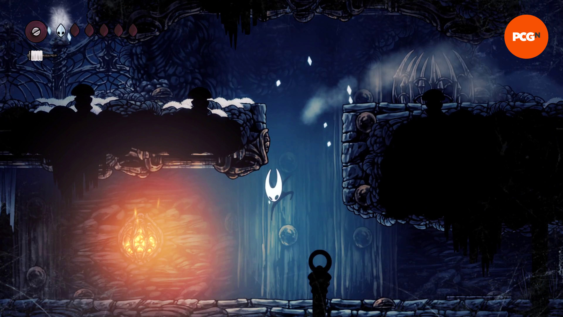 Hollow Knight Silksong Плита: Хорнет прыгает к огню