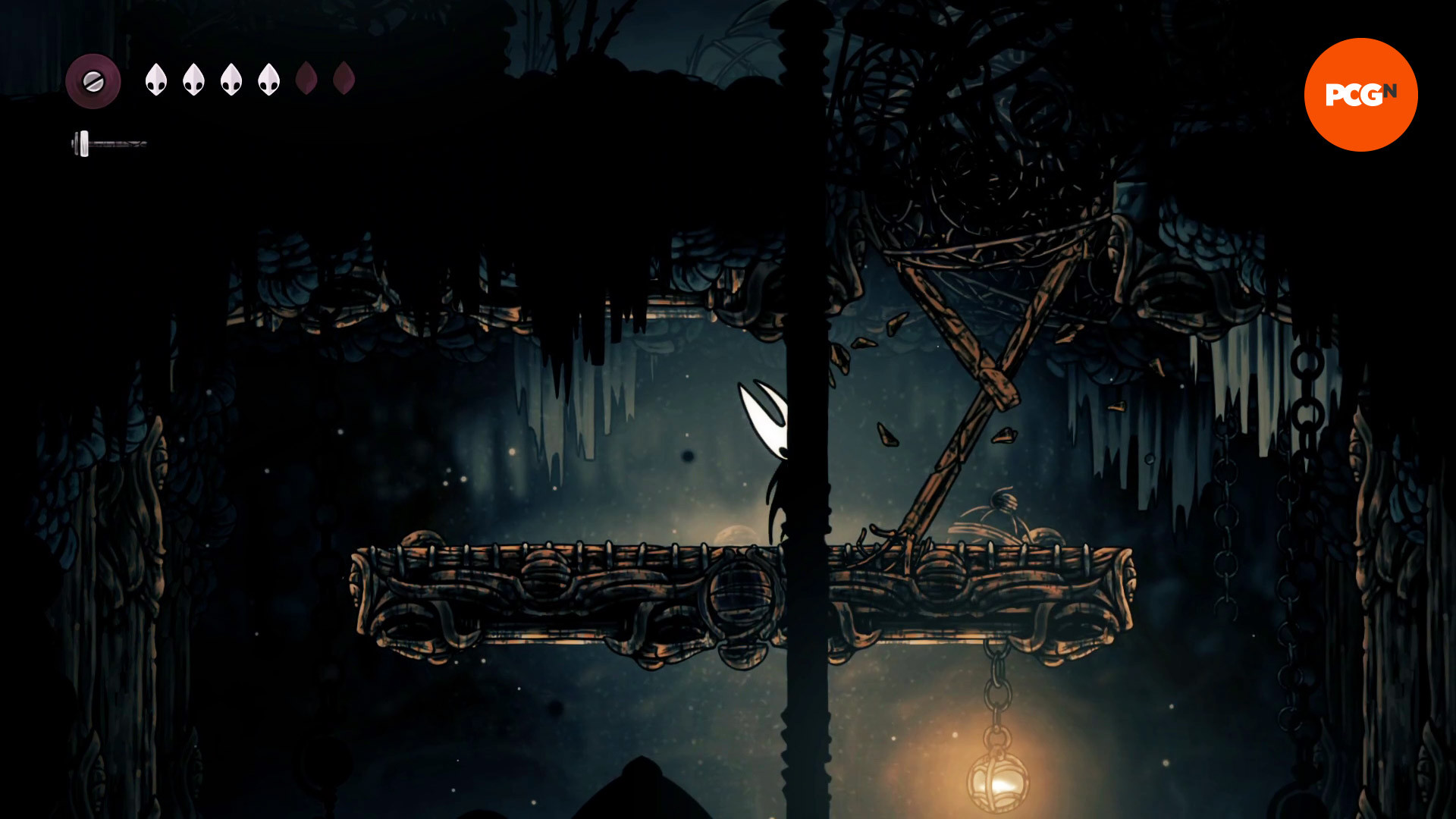 Hollow Knight Silksong Плита: Хорнет выбивает подпорки