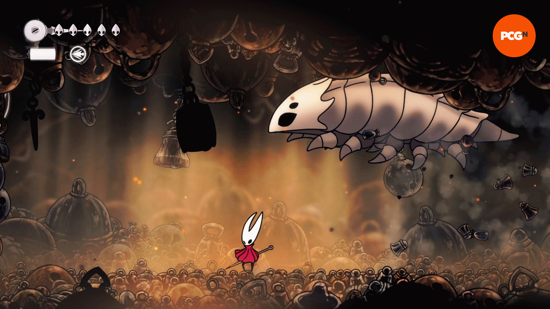 Hollow Knight Silksong Колокольный зверь: Колокольный зверь взмывает в воздух