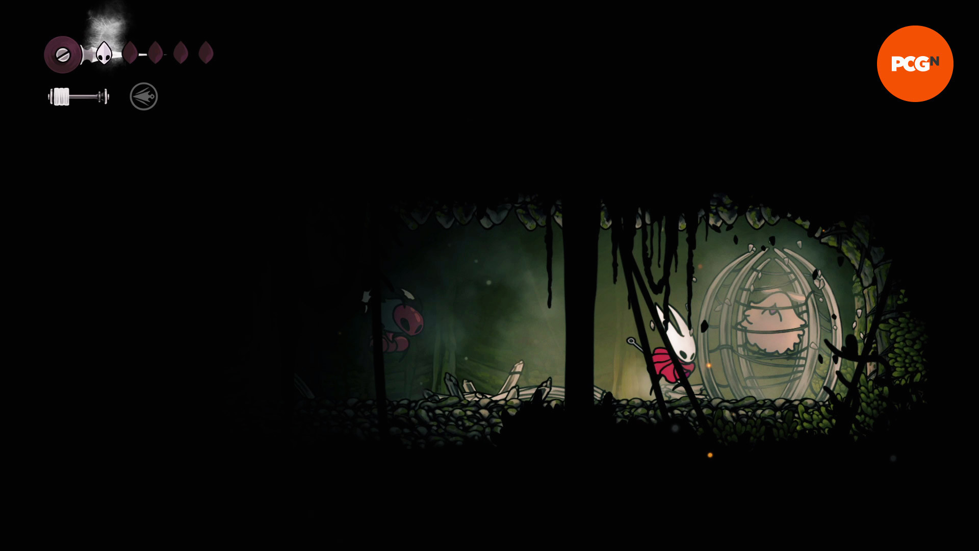 Локации потерянных блох в Hollow Knight Silksong: Хорнет рядом с блохой в Дальних полях