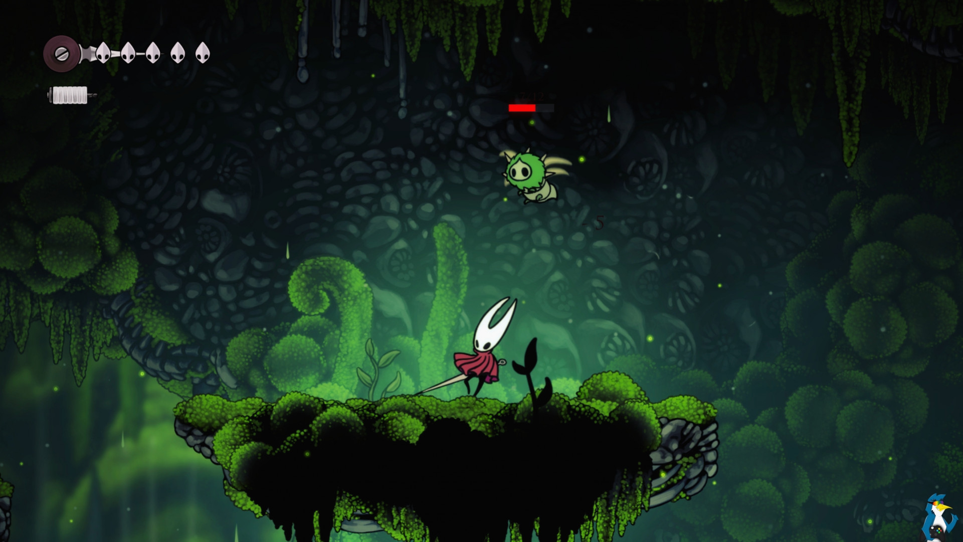 Работа мода ShowDamage HealthBar в Hollow Knight: Silksong через Proton