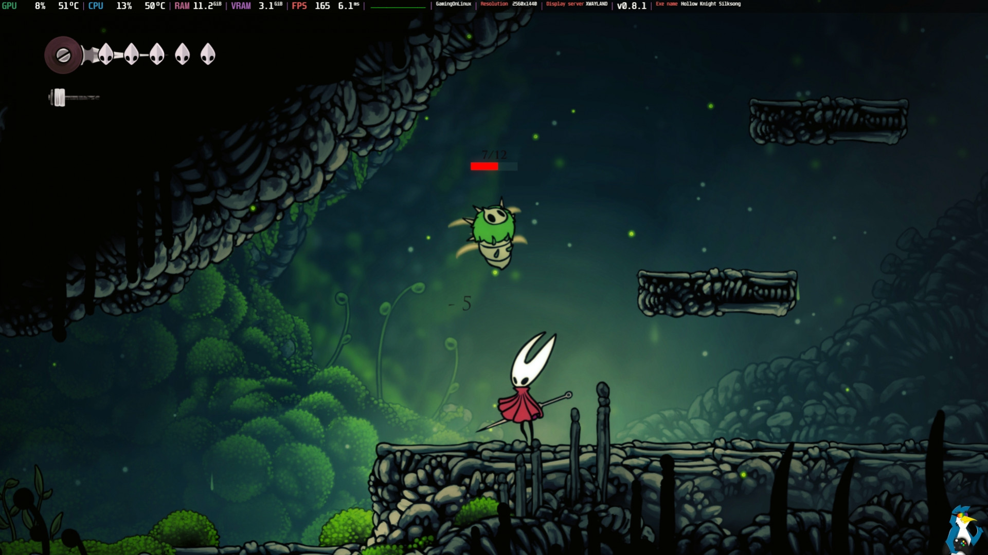 Работа мода ShowDamage HealthBar в Native Linux-версии Hollow Knight: Silksong