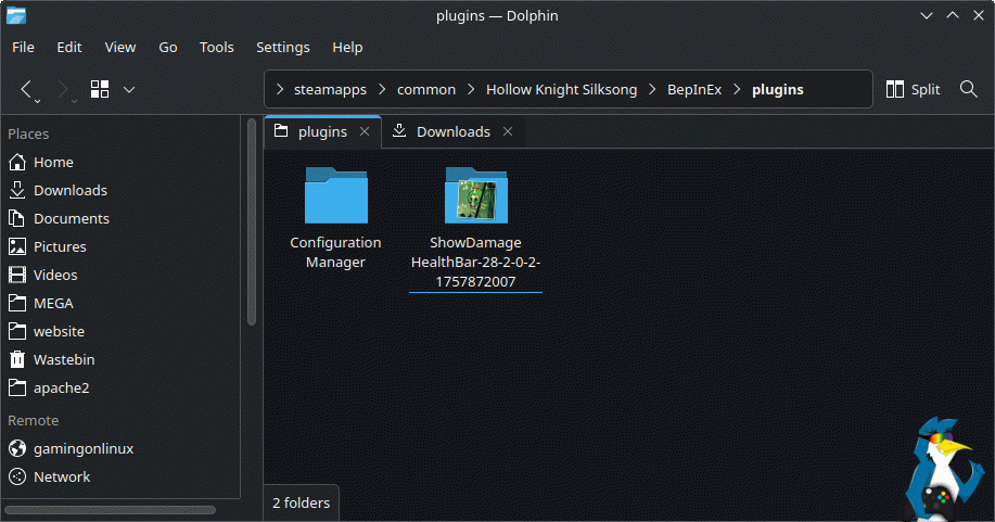 Установленный мод ShowDamage HealthBar в папке plugins