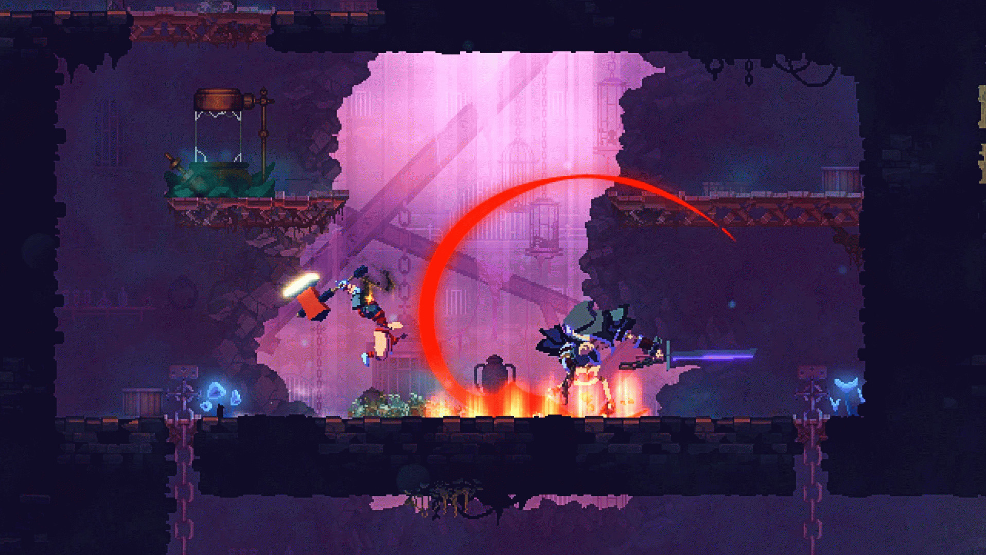 Dead Cells — Безголовый летит на врага с молотом над головой