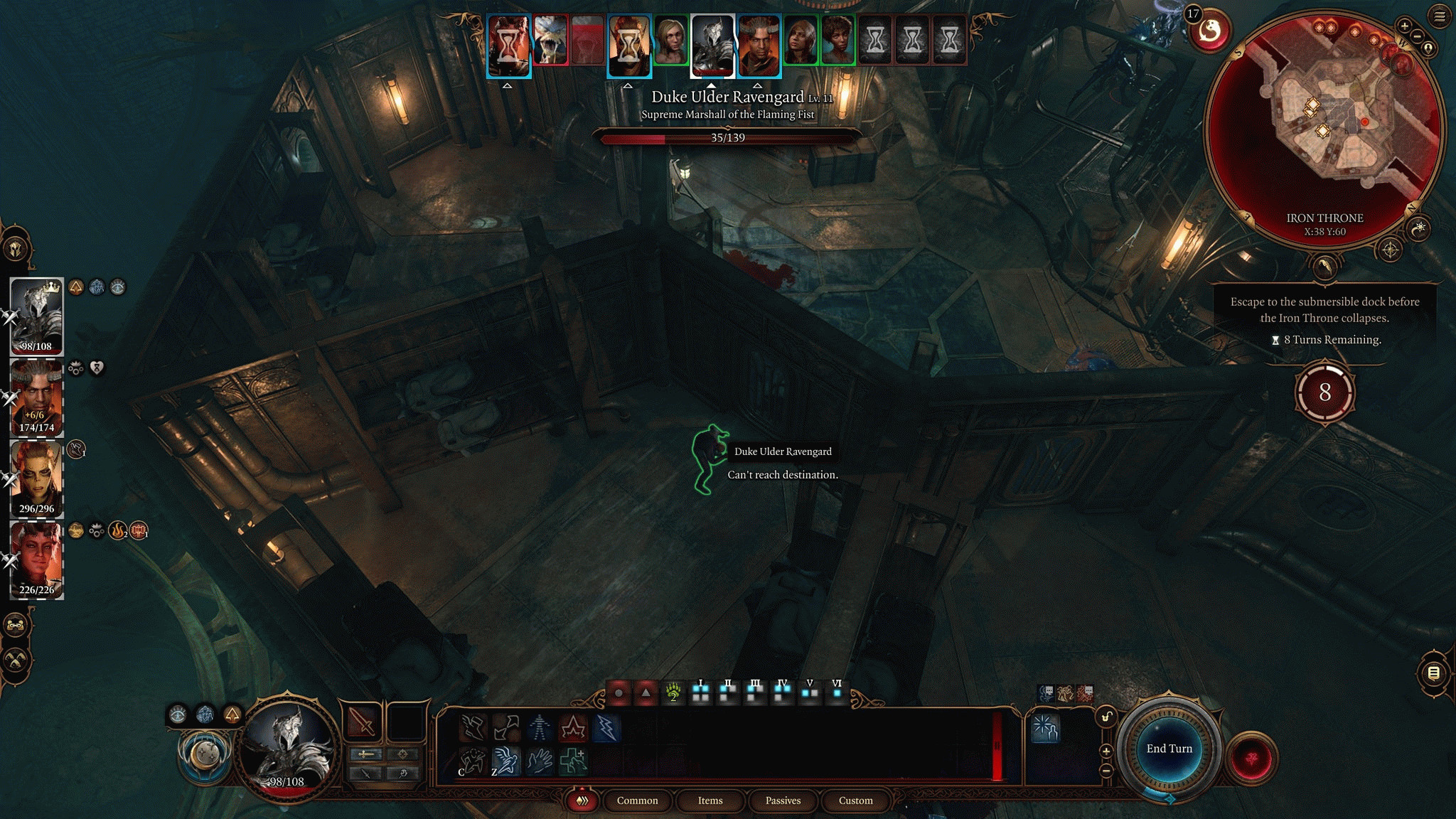 Герцог Рейвенгард в запертой камере тюрьмы Железный Трон в Baldur's Gate 3.
