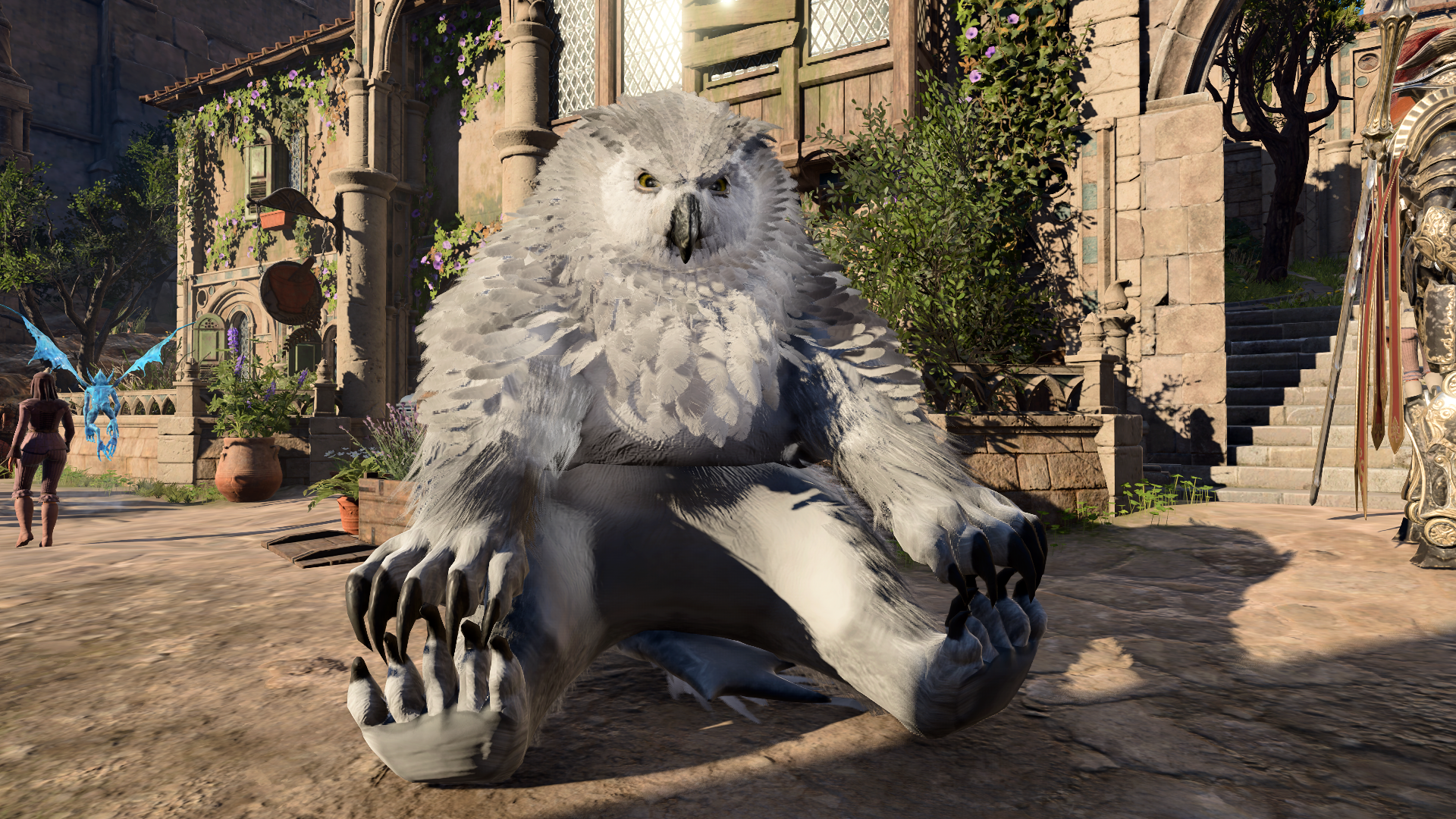 Примеры фото-режима в Baldur's Gate 3: позирующие животные, машущий гуль и танцы.