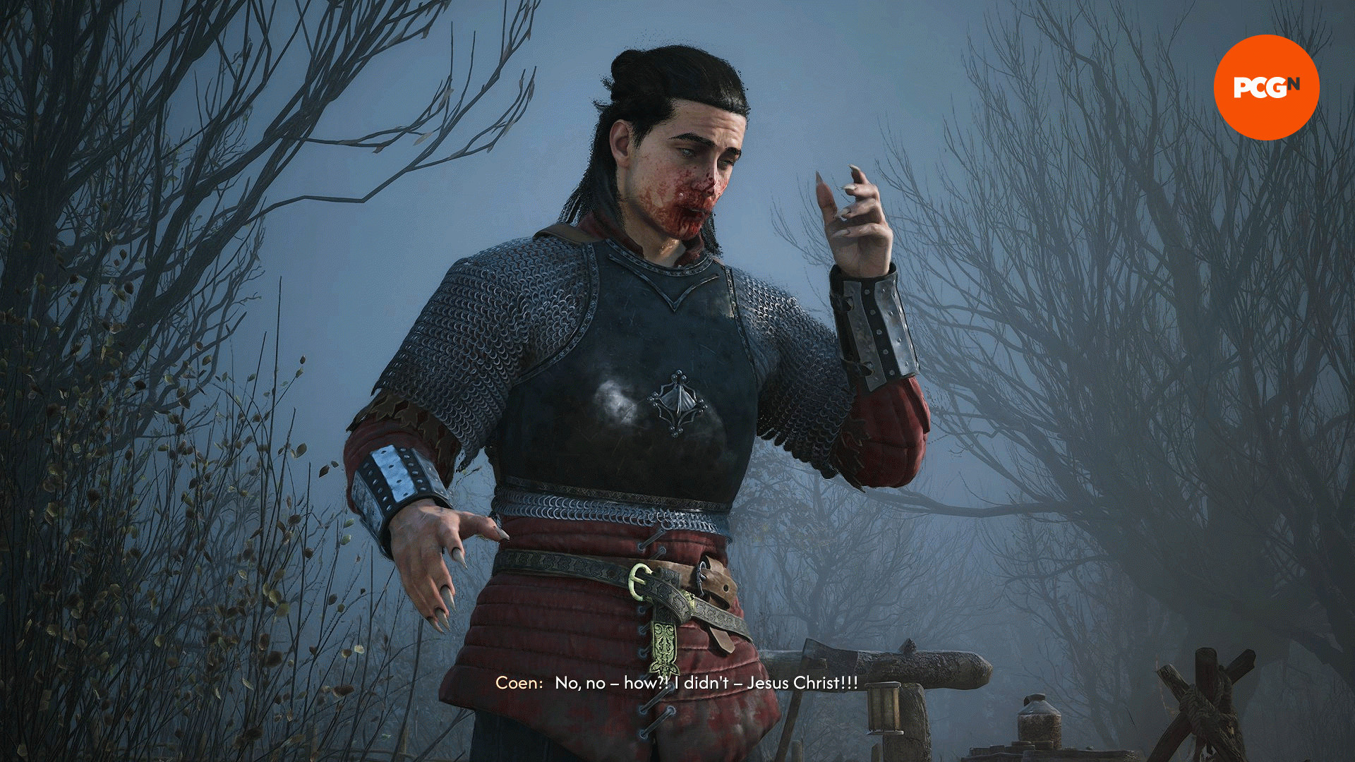 The Blood of Dawnwalker – Коэн в панике после того, как потерял контроль и выпил чью-то кровь.