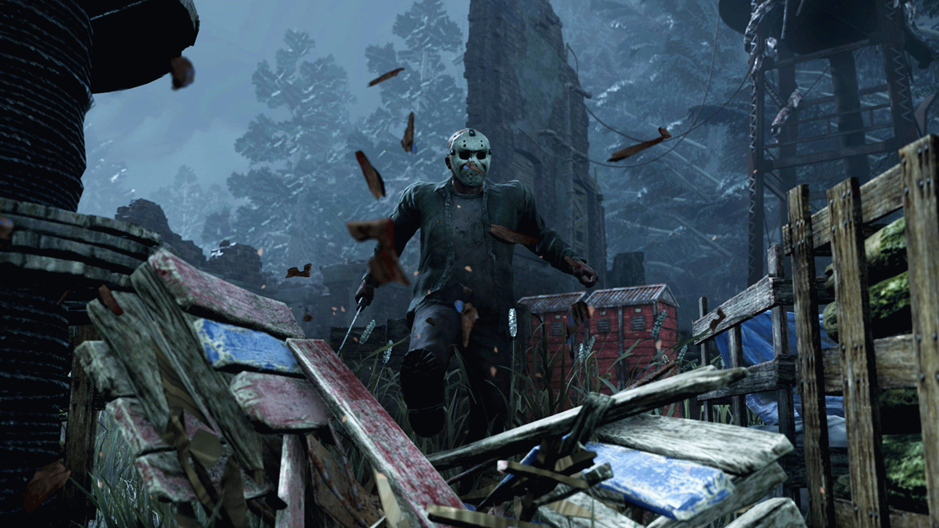 Dead by Daylight – Джейсон Вурхиз проламывается через преграды.