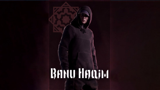 Персонаж клана Бану Хаким на тёмном фоне.