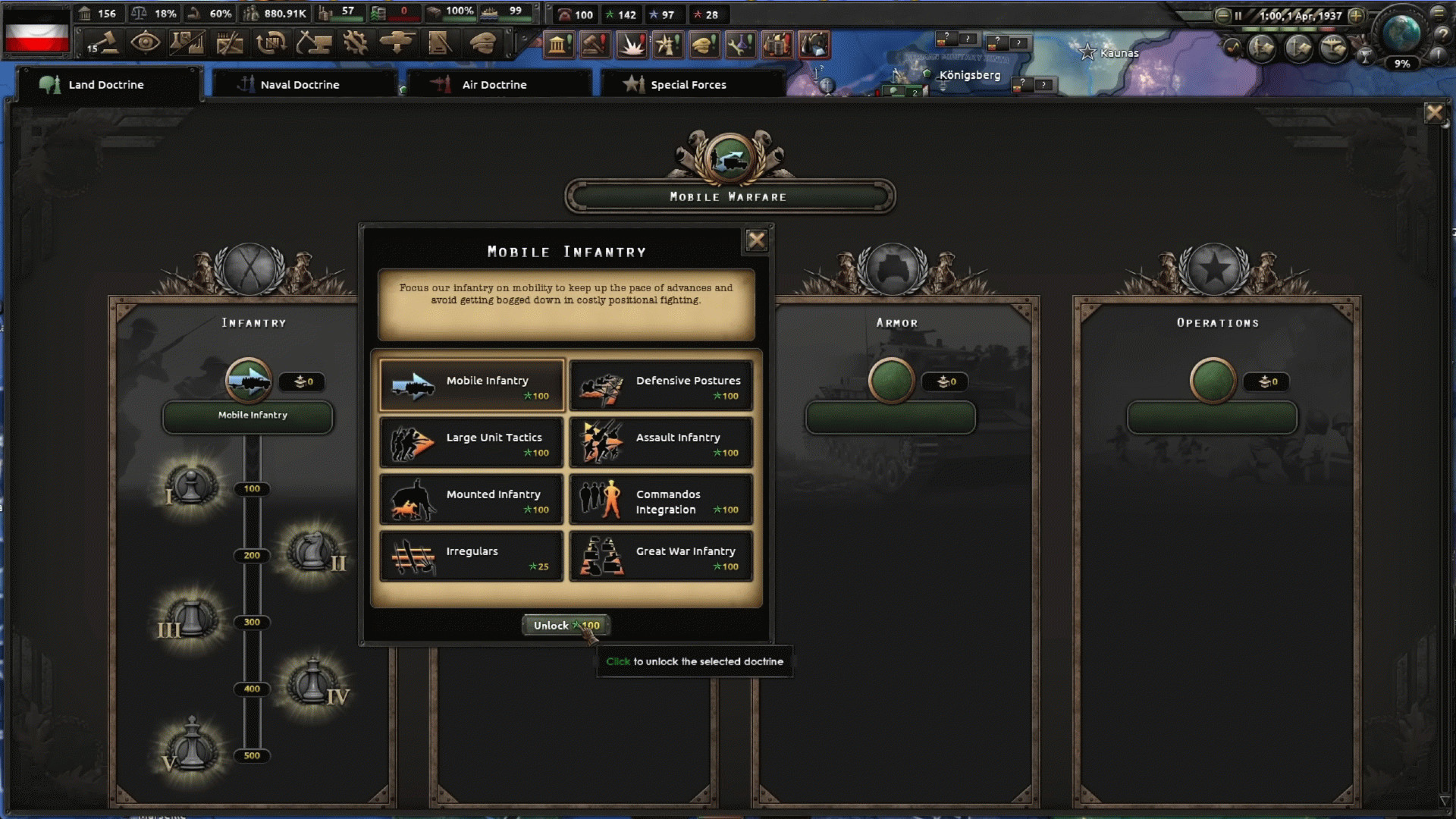 Hearts of Iron IV — переработанная система доктрин.