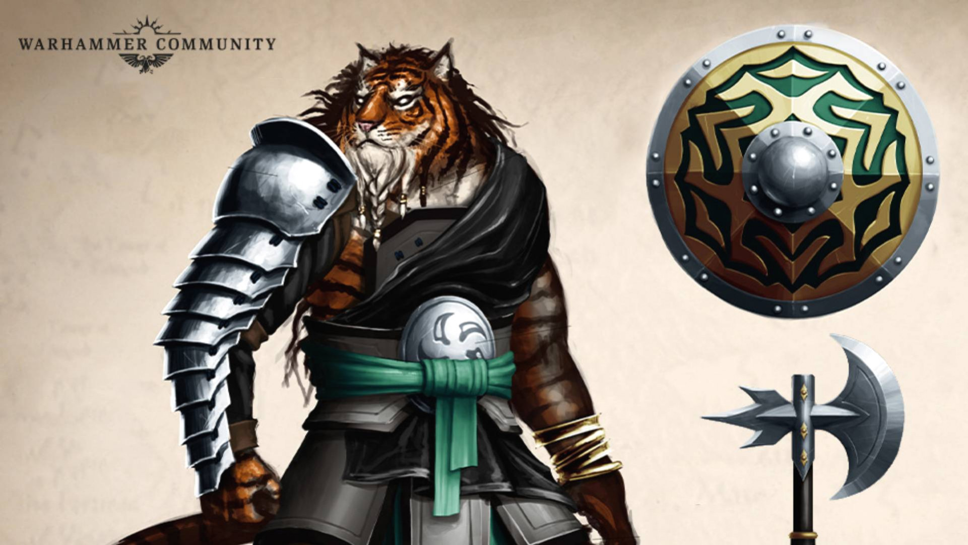 концепт-арт бойца Тигра-воина из Total War Warhammer 3