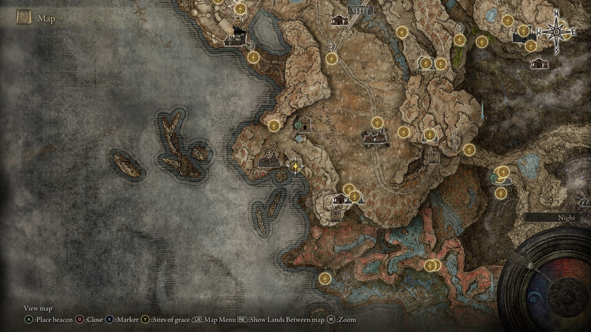 На карте Elden Ring Shadow of the Erdtree отмечено место Слезы личинки рядом с Проспектным городом