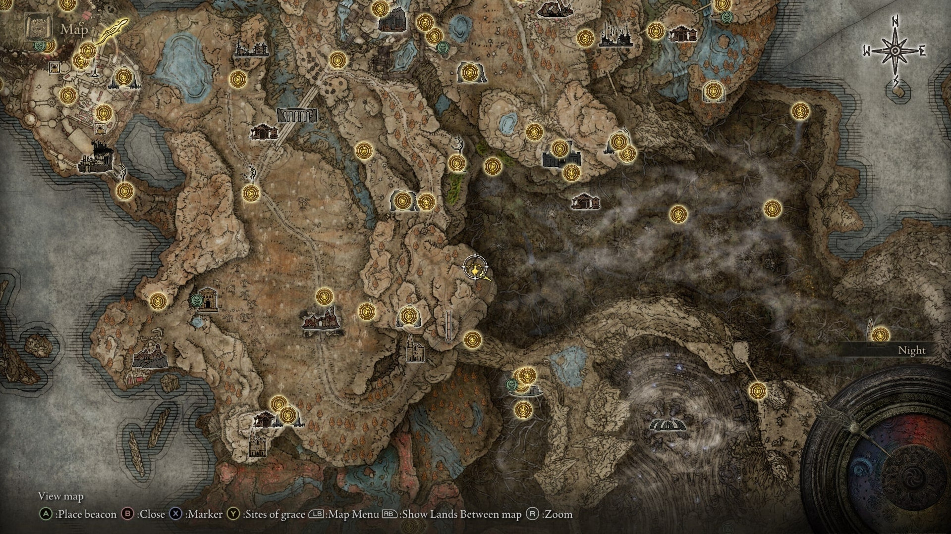 На карте Elden Ring Shadow of the Erdtree отмечено место Слезы личинки рядом с Колонной подавления