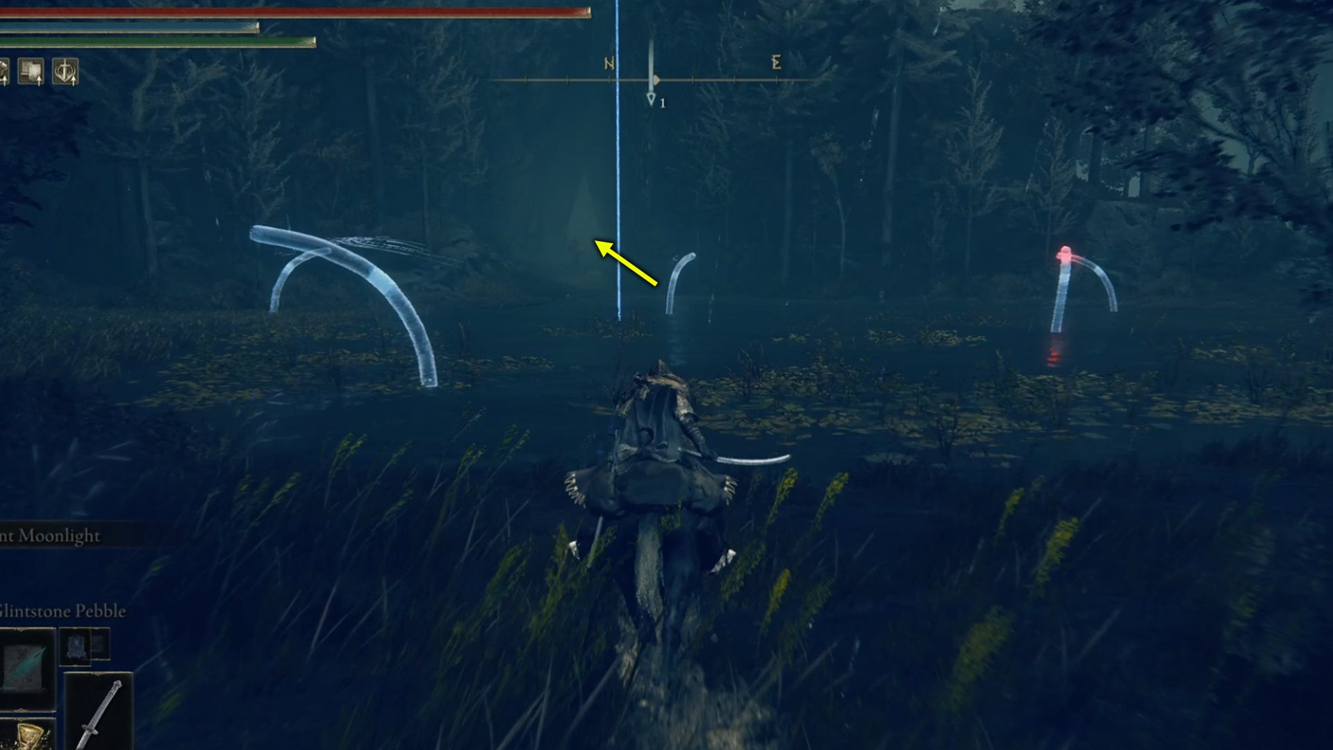 Скриншот Elden Ring: Shadow Of The Erdtree, где Погасший направляется к Руинам древней обители Рауха.