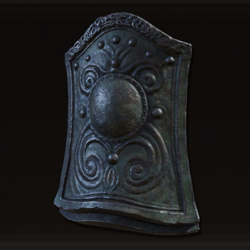 Иконка Большой щит из зелёной меди в Elden Ring: Shadow Of The Erdtree.
