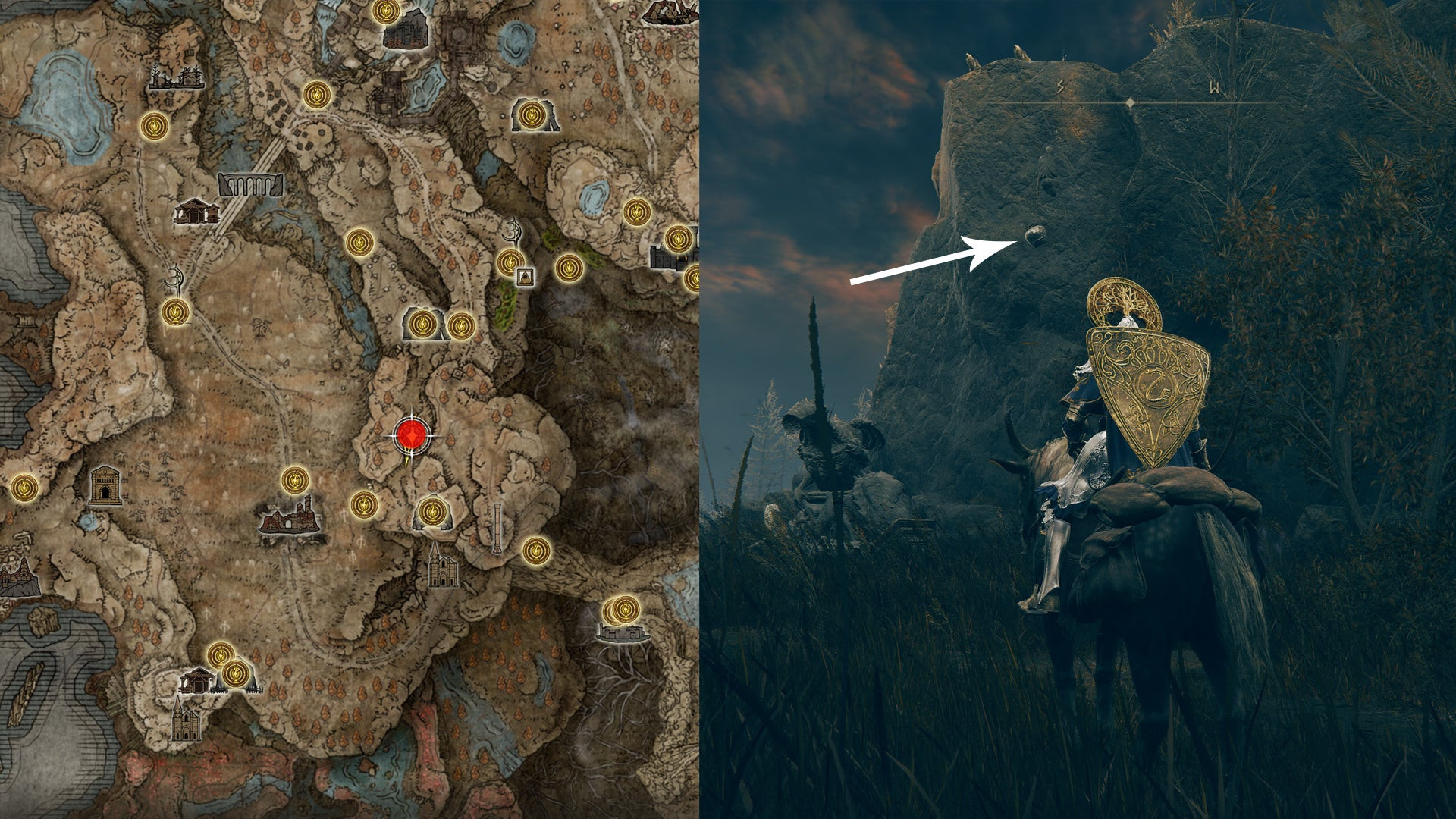 Место, где находится колокольная сфера травника в Elden Ring Shadow Of The Erdtree.
