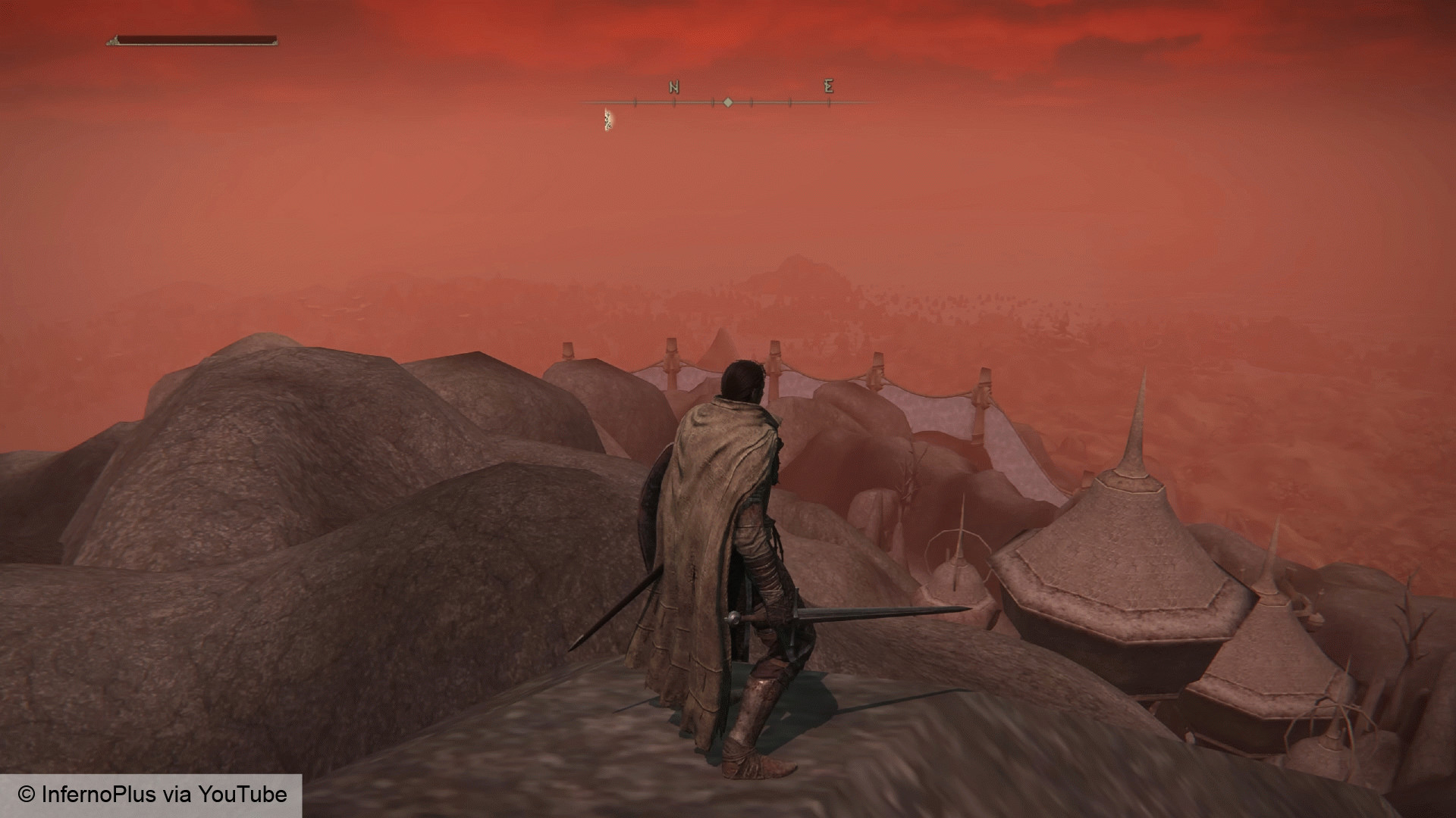 Morrowind в Elden Ring — широкий план пейзажа.