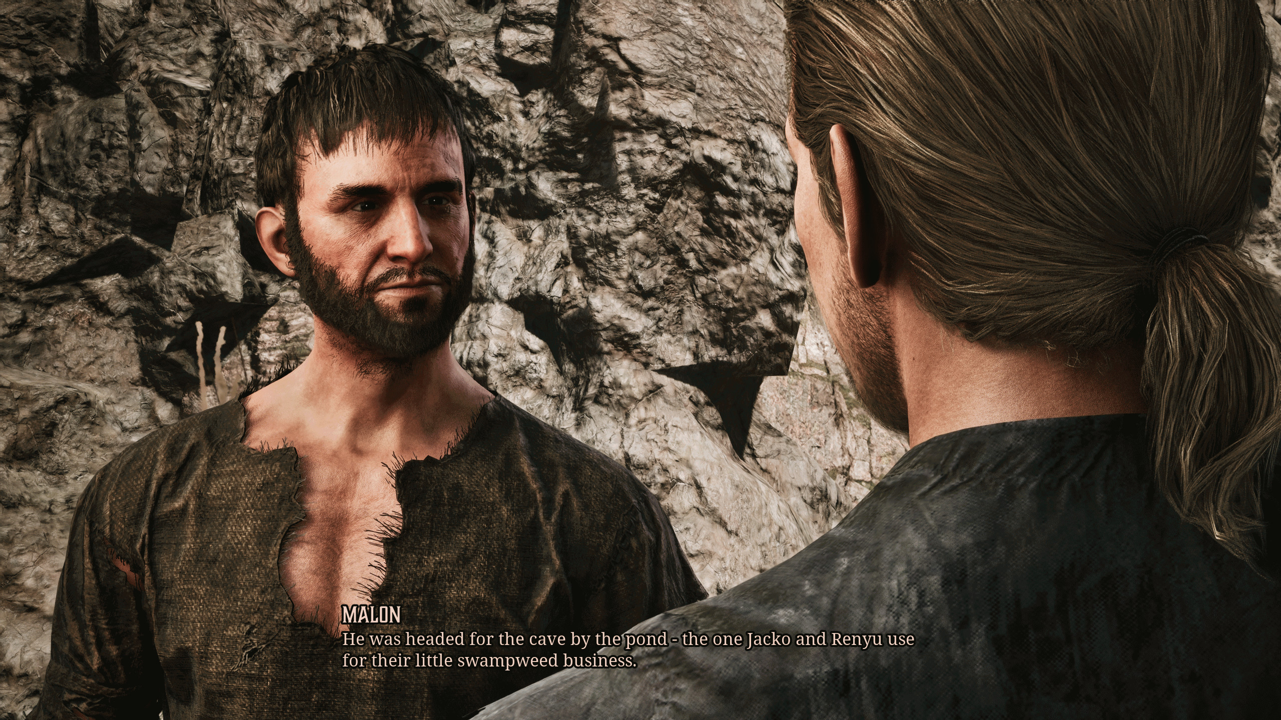 Gothic 1 Remake «По самую шею»: Безымянный герой разговаривает с Малоном, фермером из Нового лагеря, о том, где находится Бран.