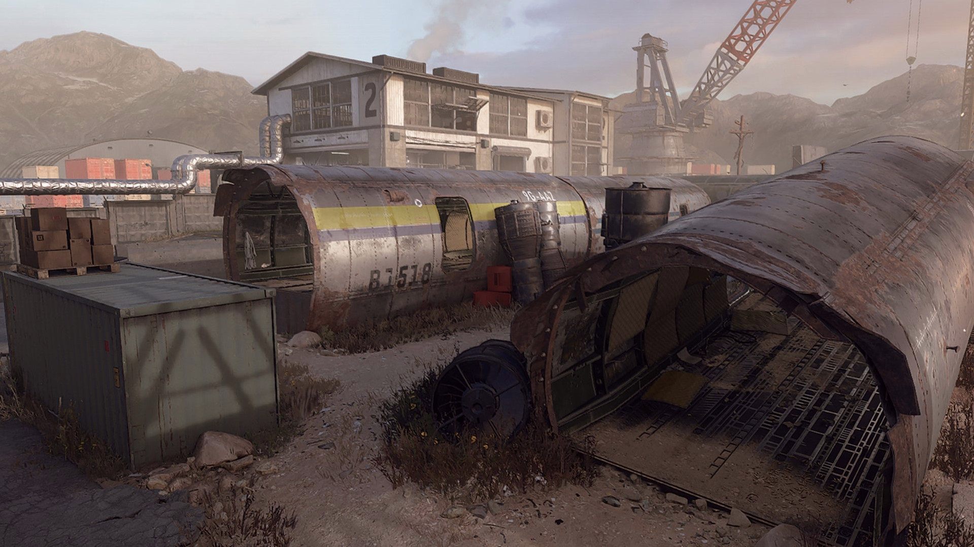 Общий вид карты Scrapyard в Modern Warfare 3.