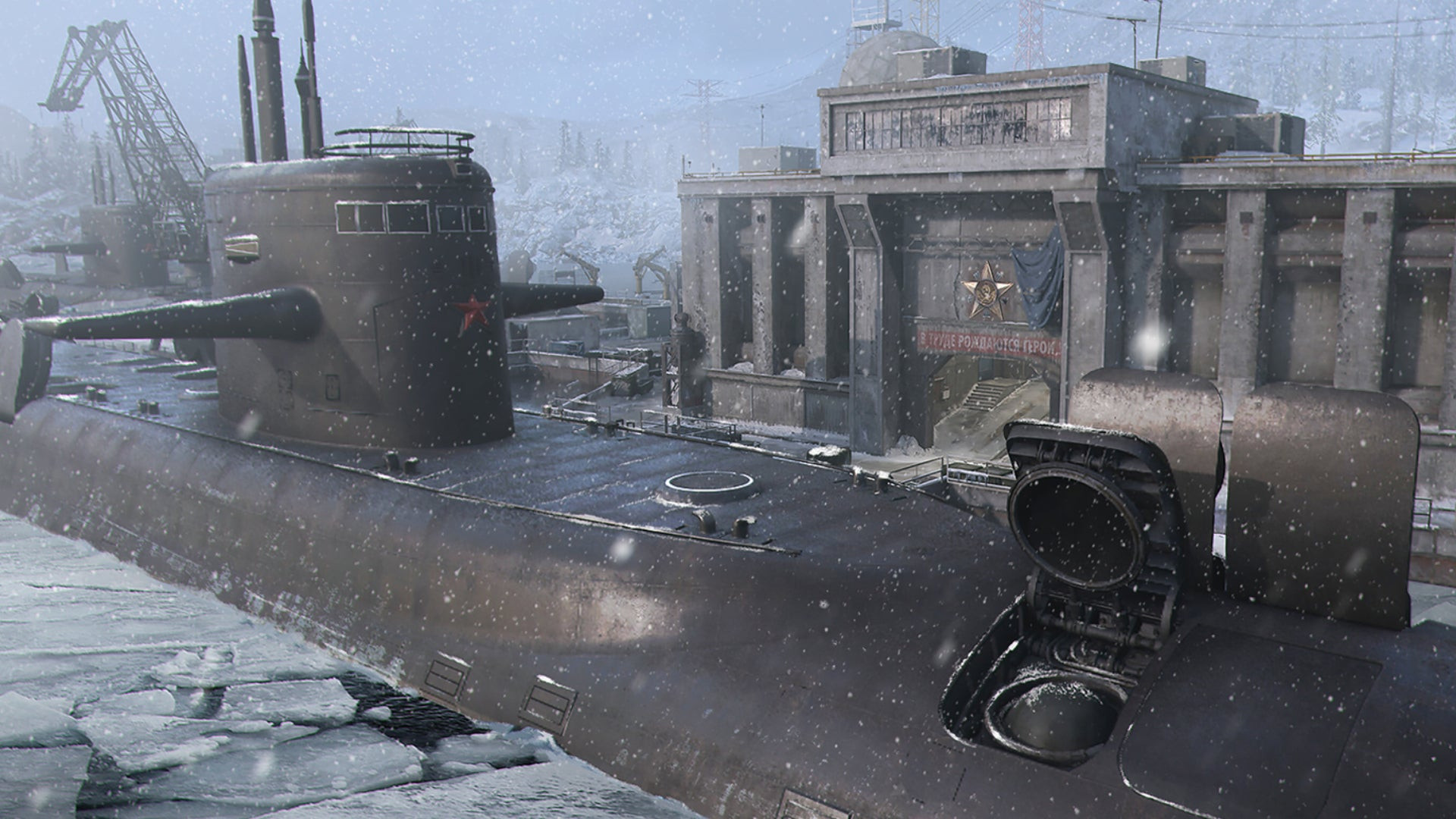Общий вид карты Sub Base в Modern Warfare 3.