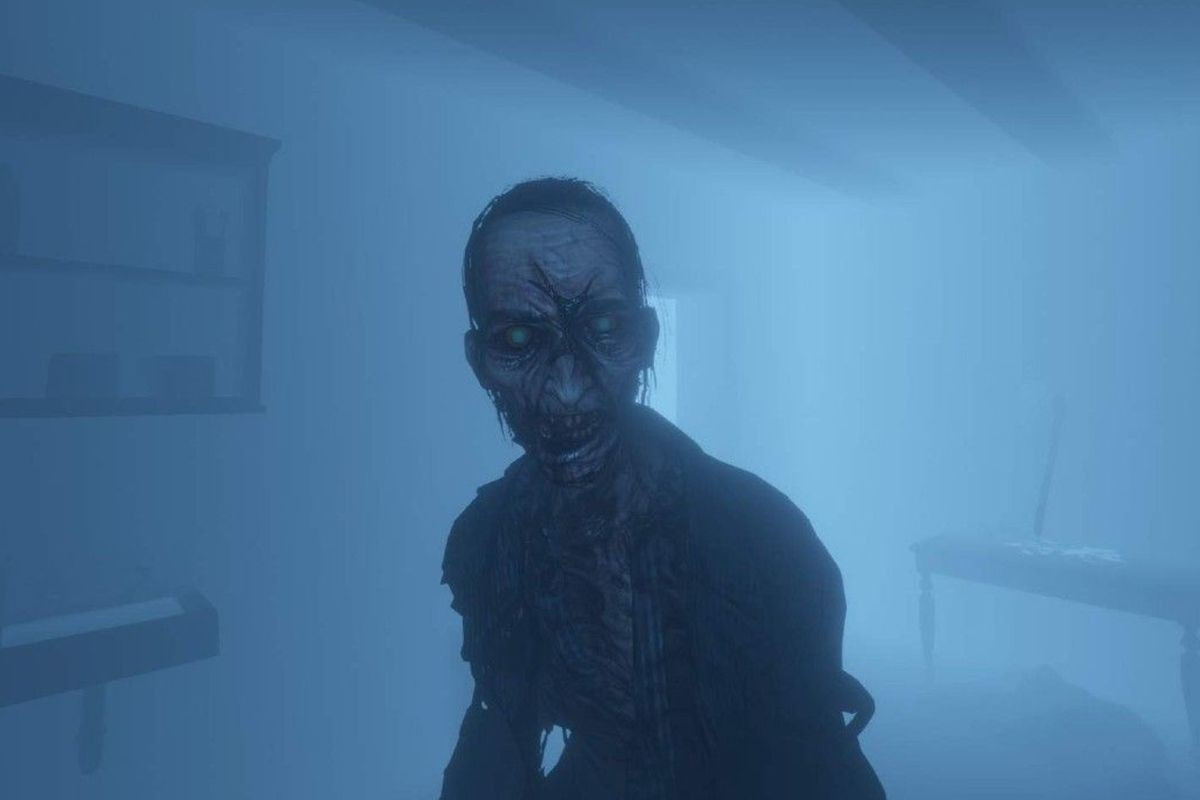 Крупный план призрака из Phasmophobia