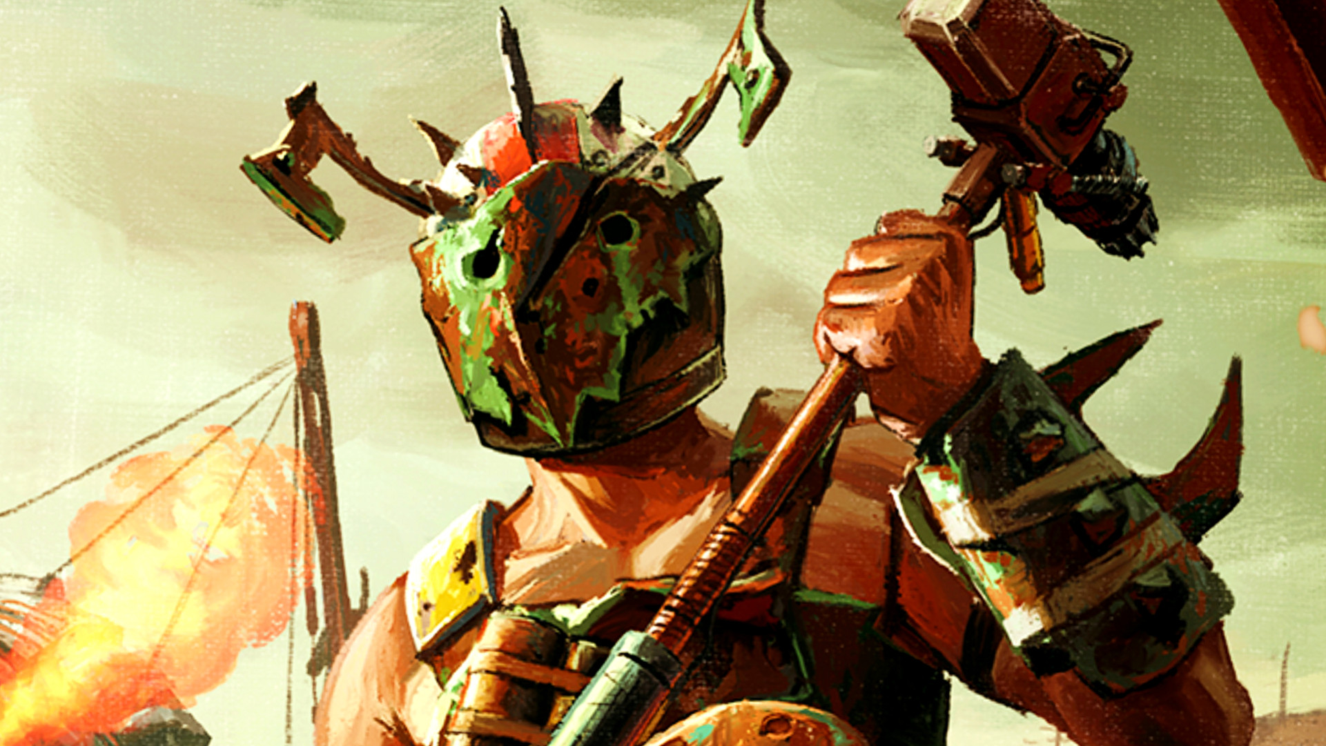 Fallout 76, 23 сезон «Кровь и ржавчина» — рейдер в металлическом шлеме несёт молот.