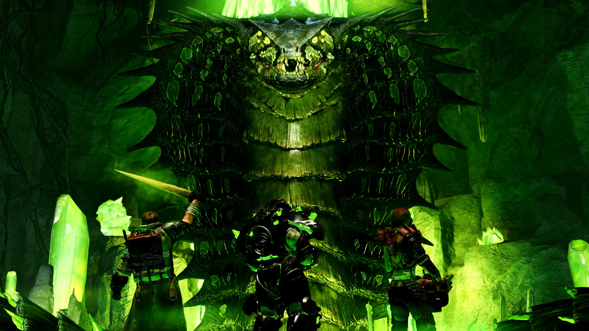 Fallout 76 Сияющие недра — Ультрацитовое чудовище, гигантское змееподобное существо в рейде Fallout 76.