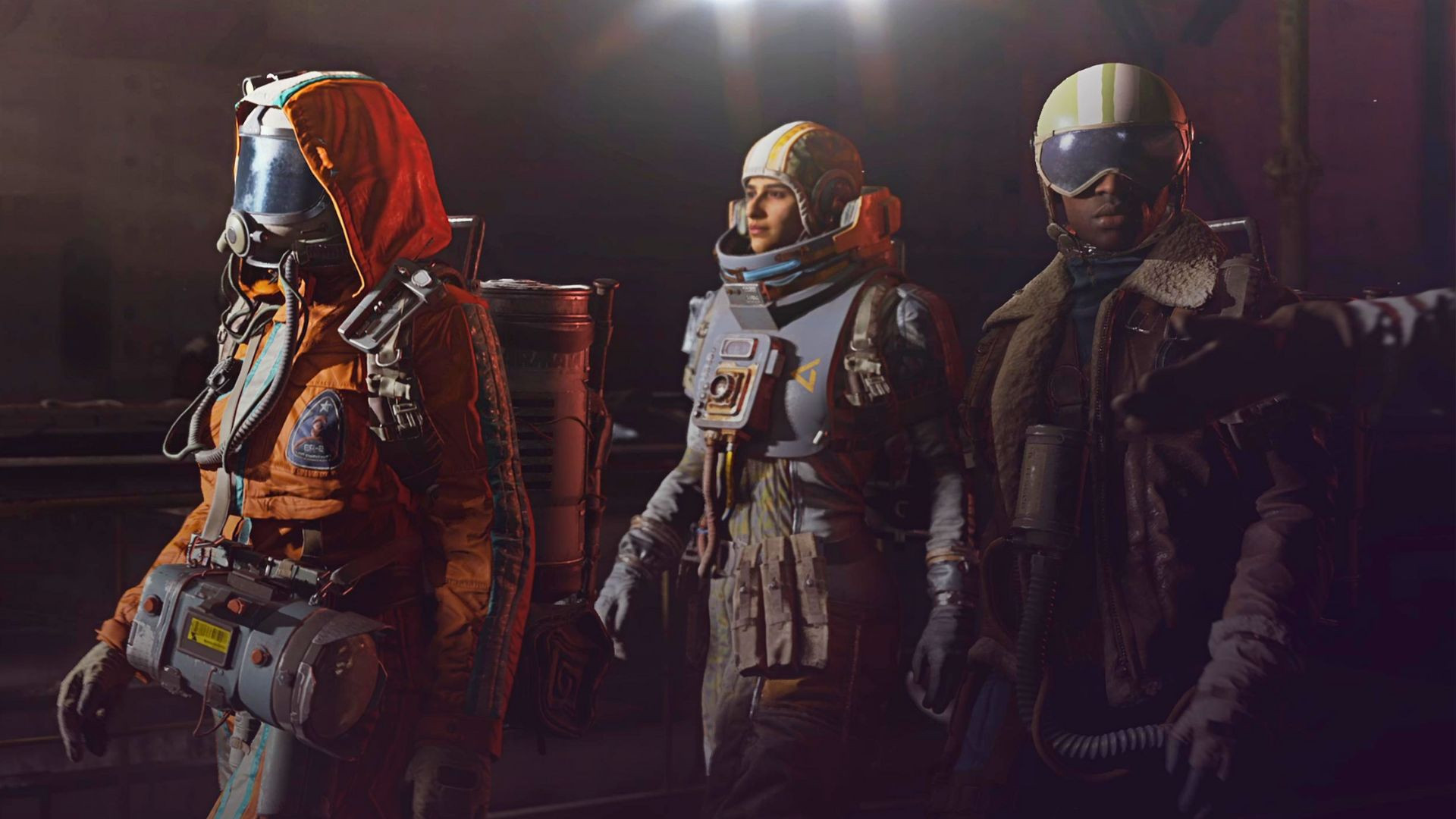Лучшие билды и навыки в Arc Raiders: трое людей в потрёпанной приключенческой одежде в ретрофутуристичном стиле.
