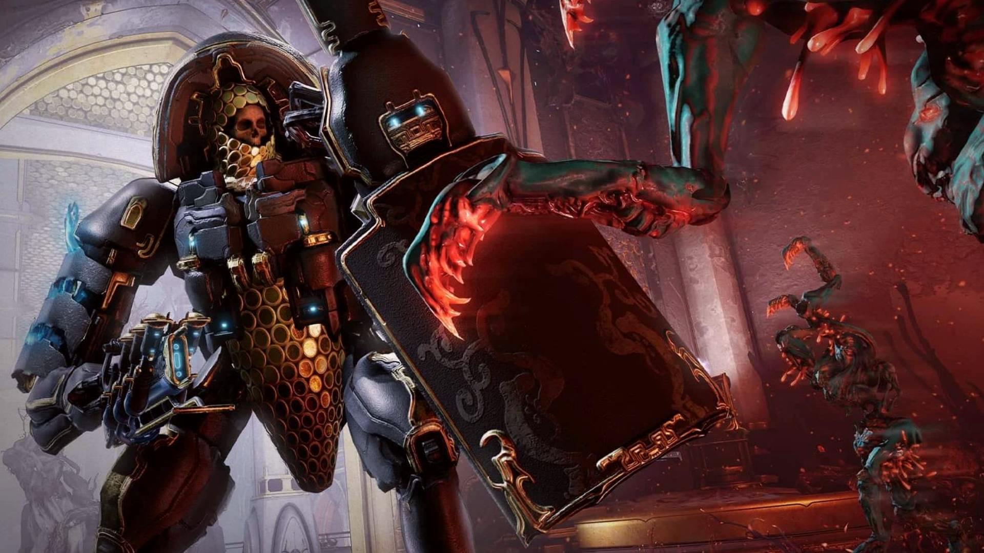 Скриншот Warframe с боевой сценой