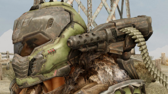 Моды Fallout New Vegas: странник в тяжёлой броне, вдохновлённой и средневековыми рыцарями, и научной фантастикой будущего.