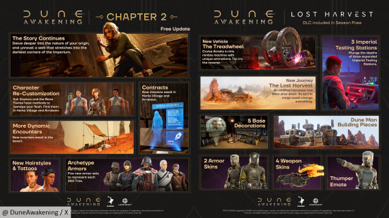 Dune Awakening — Глава 2 и DLC Lost Harvest, фритрайал: что завезут в Главе 2 и Lost Harvest