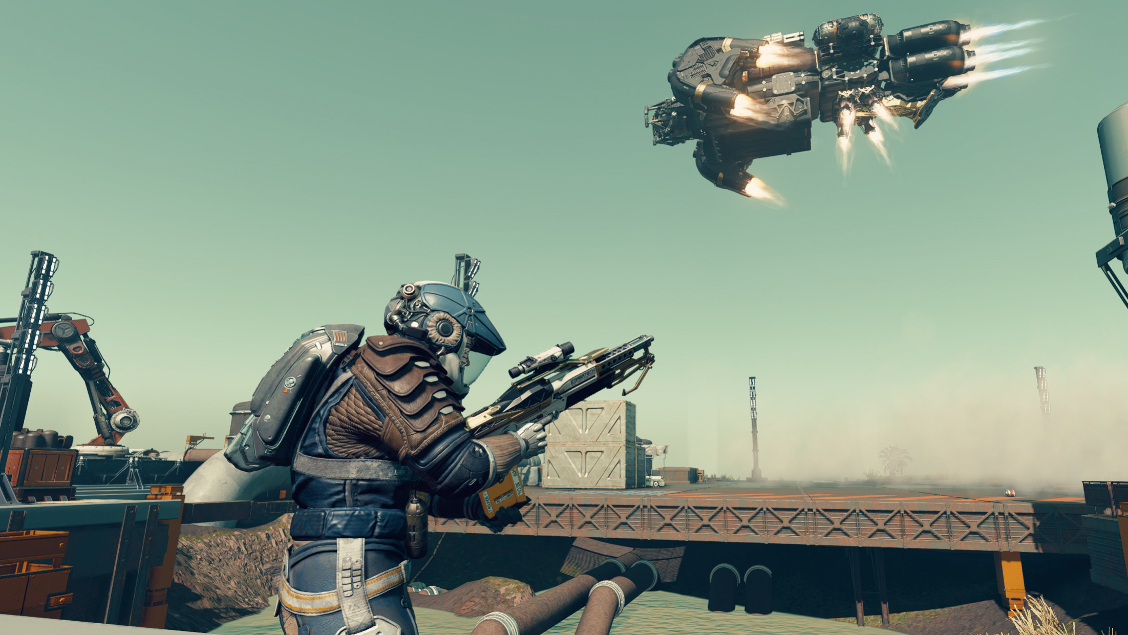 Кадр из Starfield с космическим кораблём