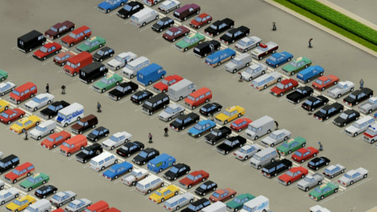 Парковка, доверху забитая разноцветными машинами — мод Project Zomboid Way More Cars в деле.