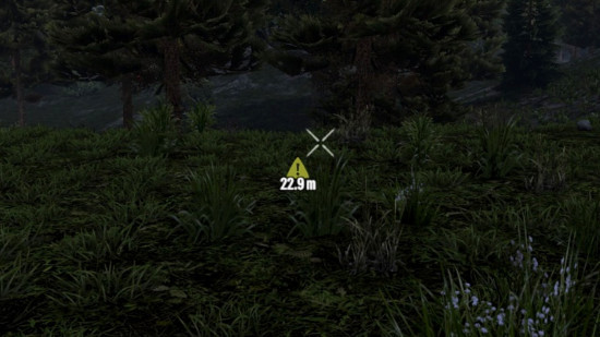 Яркий жёлтый индикатор появляется по центру экрана благодаря Loot Indicators — одному из лучших модов для 7 Days to Die.