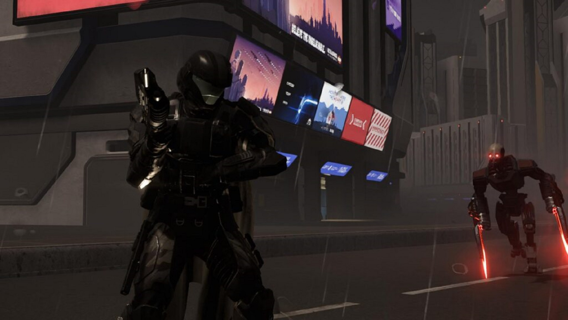 солдат, атакуемый автоматоном в кроссовере helldivers 2 halo odst.