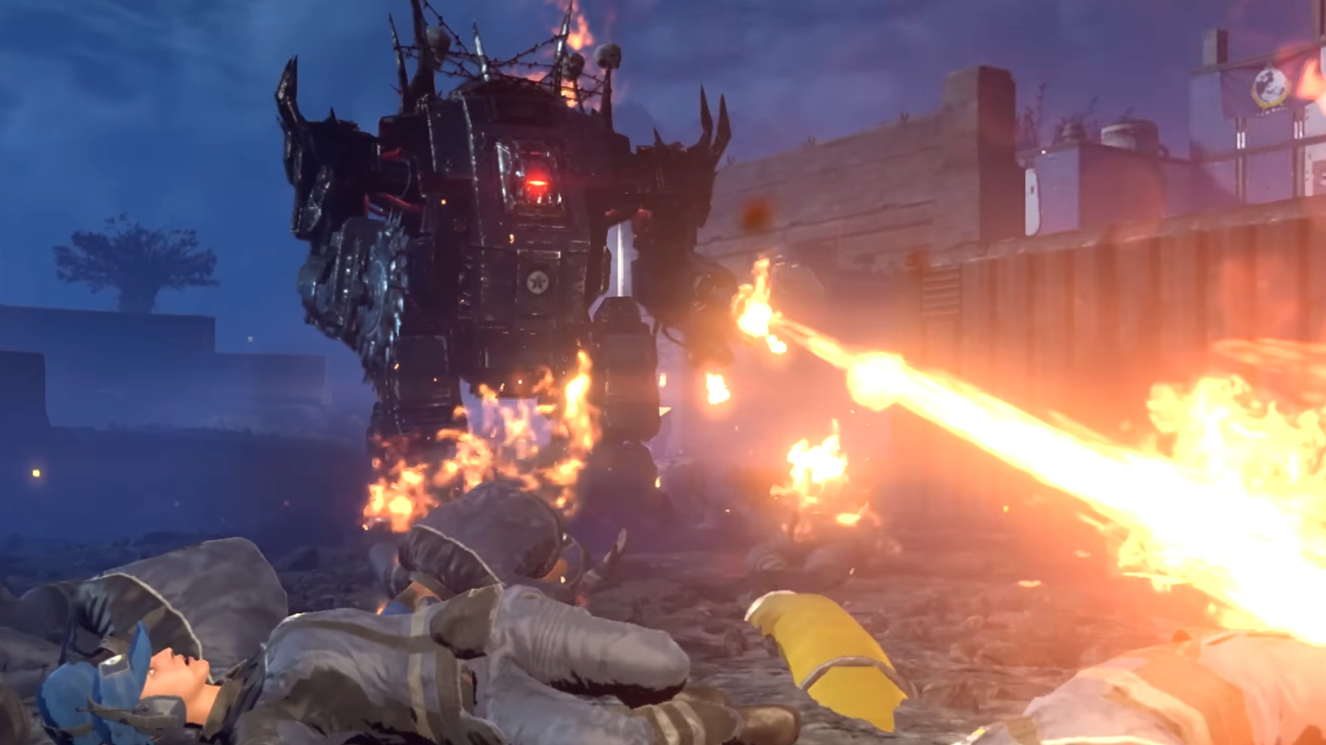 Helldivers 2 — Automaton Hulk с огнемётом.