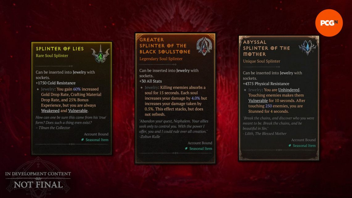 Diablo 4 Season 15 PTR – осколки души.