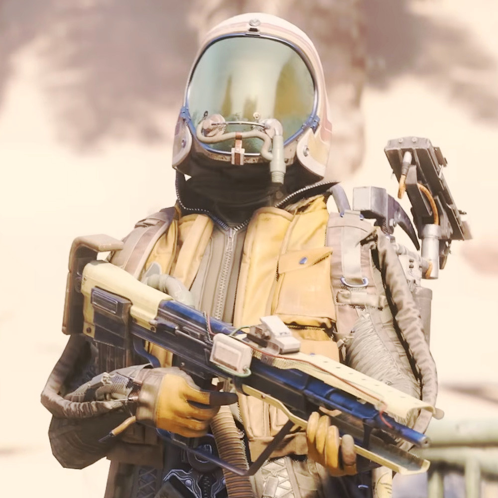 Персонаж в стиле стимпанка с пушкой из Arc Raiders