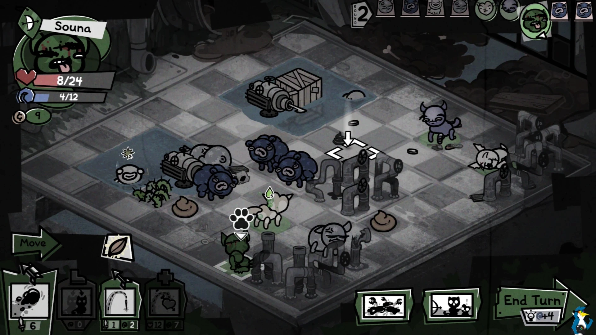 Карта с ловушками и врагами в Mewgenics