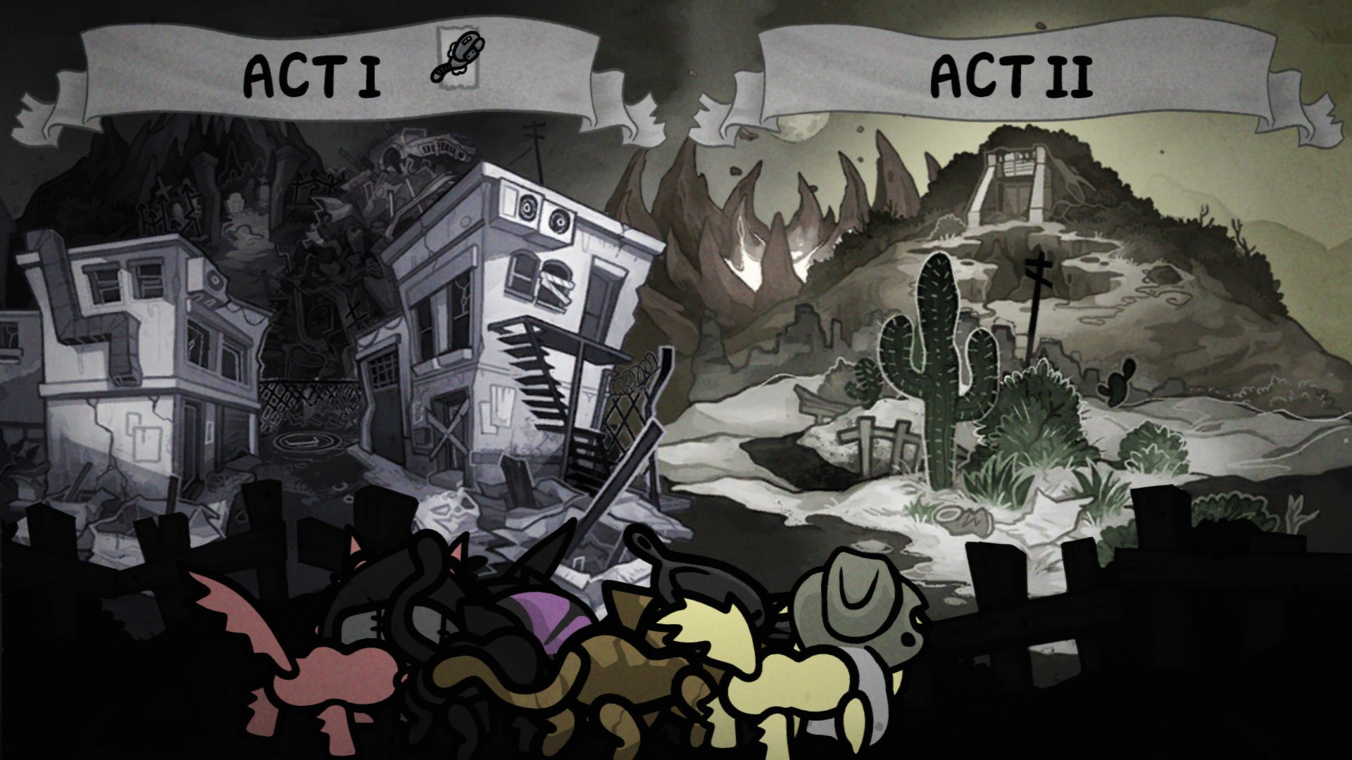 Выбор между двумя актами в Mewgenics.